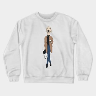 Cute Italian greyhound wearing a trendy outfit and has just grabbed a Starbucks coffee. Crewneck Sweatshirt